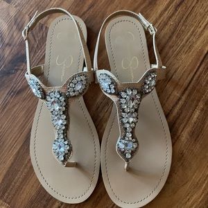 Jessica Simpson Bailey Embellished Rhinestone T-Stap Sandals 9M